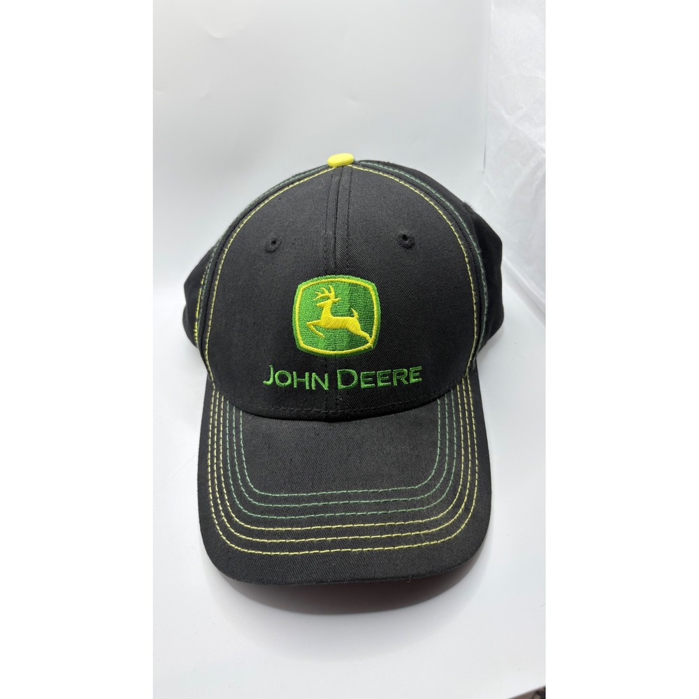 John Deere Black Baseball Cap Nothing Runs Like A Deere Embroidered Hat RN125441